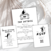 “Modern black and white minimalist wedding invitation bundle”