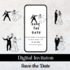 “Minimalist digital save the date template on phone screen”