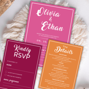 Modern Colorful Wedding Invitation Suite – Editable Canva Templates