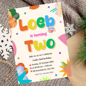 Creative and playful children's birthday invitation, easy to customize and print