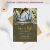 Minimalist Save The Date invitation with editable text and couple photo, perfect for modern weddings or elopement announcements, Canva template.
