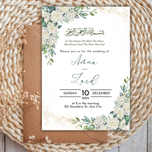 Editable Muslim Wedding Invitation Template Nikkah walimah Shaadi, Wedding Invite, Baraat invite, dholki invite, mehndi invite Digita