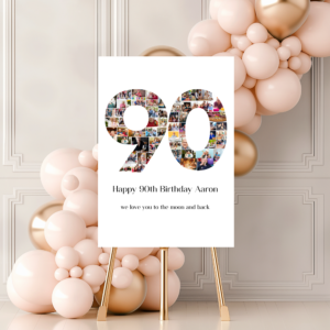 Gender-neutral milestone board celebrating ninety years of life