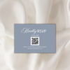 “Dusty blue minimalist wedding invitation suite featuring RSVP card with QR code, editable Canva templates, and elegant floral accents for modern weddings.”