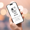 “Minimalist digital save the date template on phone screen”