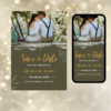 Minimalist Save The Date invitation with editable text and couple photo, perfect for modern weddings or elopement announcements, Canva template.