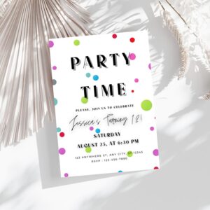 Editable kids birthday invitation template with colorful confetti and playful party design