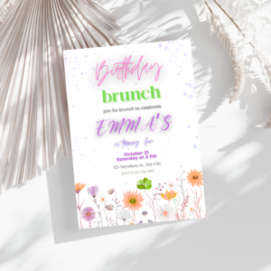 Digital bohemian-style invitation template for summer celebration