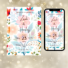 Colorful Mexican fiesta floral wedding invitation with wildflowers and bright spring-inspired design