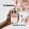 Canva editable Sweet Fifteen party invitation for digital or print use.