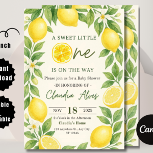 “Editable Canva summer baby shower invite for girls”