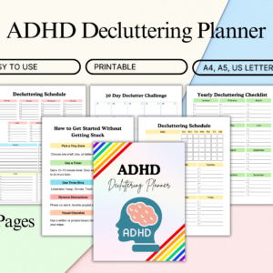 Printable ADHD Cleaning Planner, Family  Household Cleaning Schedule, Printable Cleaning Checklist Bundle, Deep Cleaning Cards, PDF, 3 sizes