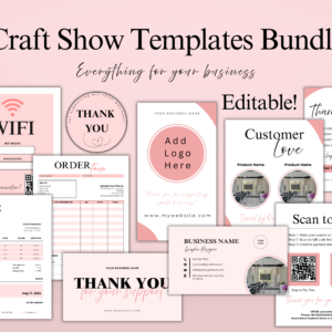 Editable Craft Show Templates Bundle | Vendor Signage, Order Forms & Price List for Small Business