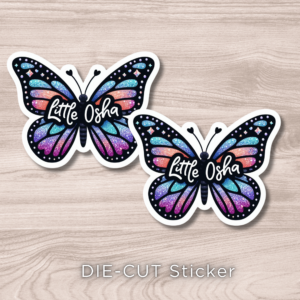 Little Osha Butterfly Vinyl Sticker – Glitter Look Die Cut