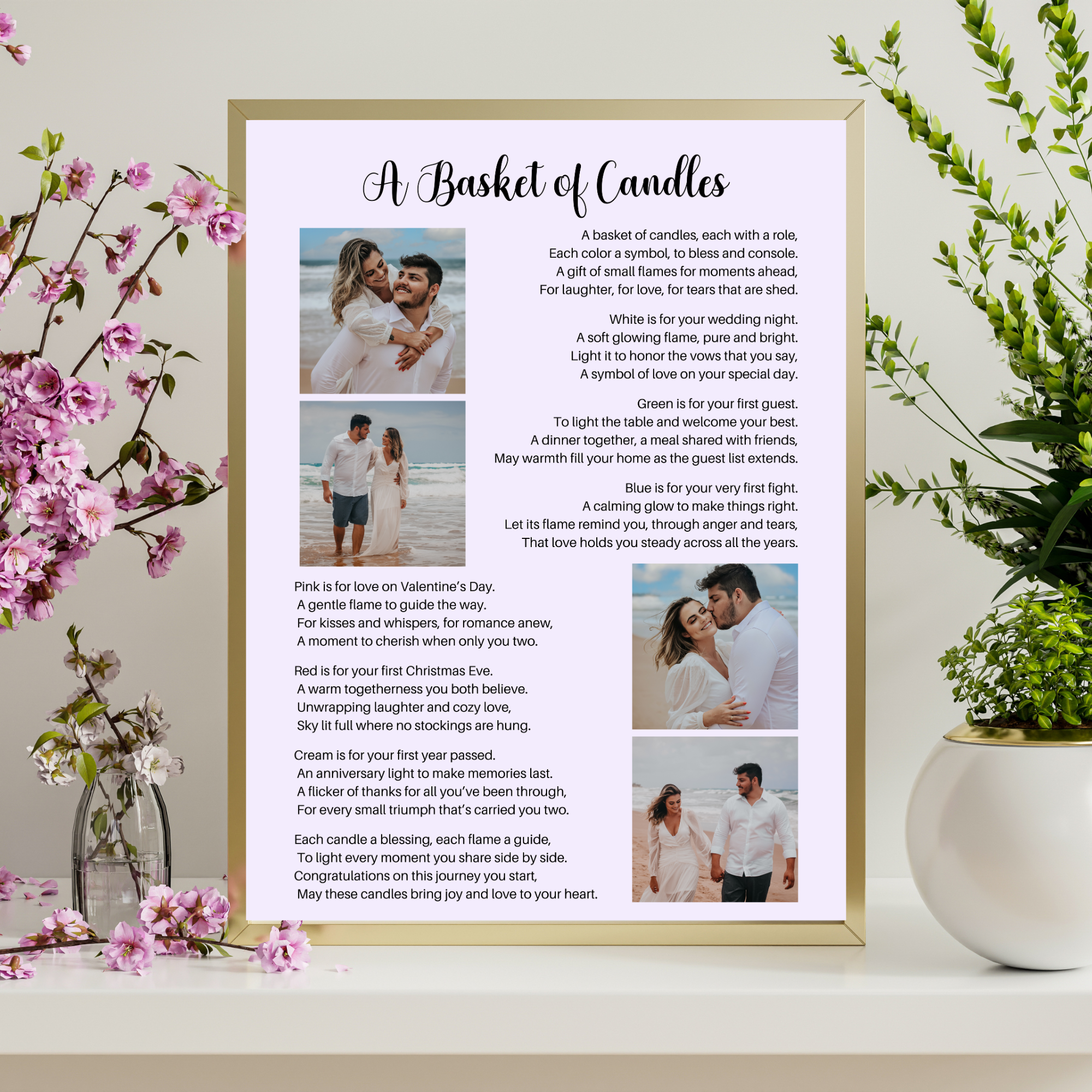 A Basket of Candles Poem – Wedding, Shower, Anniversary Gift Printable