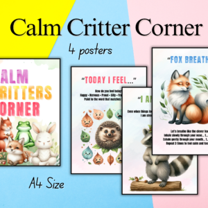 Calm Critter Mega Bundle | Printable Emotional Regulation Posters, Flashcards, Coping Tools for Kids | Calm Corner Kit | Mindfulness + Feelings Charts