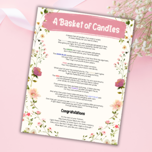 A Basket of Candles wedding poem printable with floral border