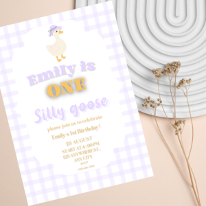 Funny goose birthday invitation for kids