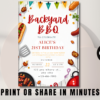 Editable backyard BBQ party invitation Canva template