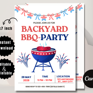 Editable Fourth of July BBQ invitation template
