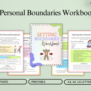 Printable Personal Boundaries Workbook – 22-Page Mental Health & Therapy Journal for Teens and Adults