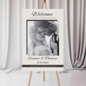 Editable 50th Anniversary Welcome Sign with Photo | Canva Printable Template