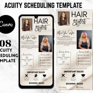 Hair Stylist Acuity Scheduling Template | Customizable Booking Site for Hair Professionals