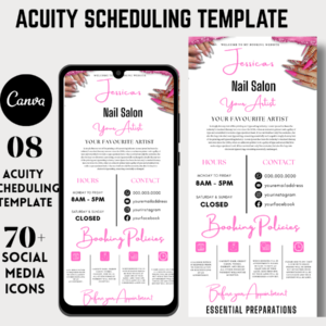 Nail Tech Acuity Scheduling Template – Editable Canva Booking Page for Beauty Professionals