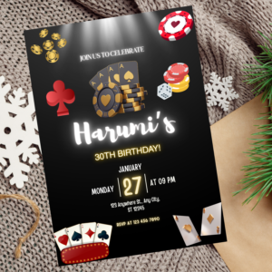 Editable Casino Birthday Invitation | Poker Night Party Invite Template