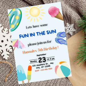 Editable Fun in the Sun Birthday Invitation – Pool Party Invite Template