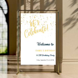 Editable Gold Glitter Welcome Sign | Canva Party Poster | Instant Download