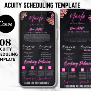 Nail Tech Acuity Scheduling Template – Editable Canva Booking Page for Beauty Pros