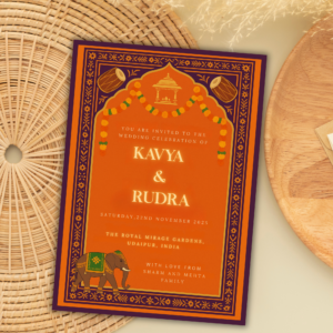 Editable Indian Wedding Invitation Template – Traditional Royal Udaipur Design