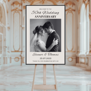 50th Wedding Anniversary Welcome Sign | Editable Canva Template