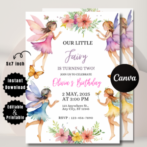 Editable Fairy Birthday Invitation | Whimsical Fairy Party Template