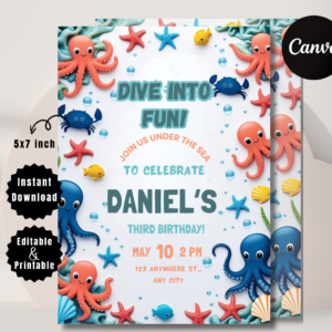 Editable Under the Sea Birthday Invitation | Ocean Animals Party Template