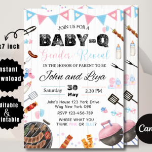 Baby-Q Baby Shower Invitation Template | Editable BBQ Party Invite
