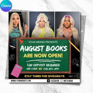 August Booking Flyer Template – Back to School Editable Salon Flyer