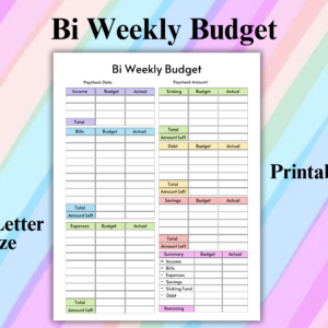 Bi Weekly Budget Planner Template – Paycheck Budget Printable (US Letter)
