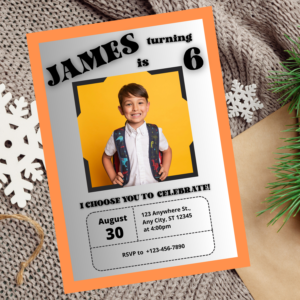 Minimal Photo Birthday Invitation Template | Modern Editable Canva Invite