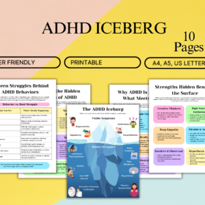 ADHD Iceberg Printable – 10 Pages ADHD Awareness Handout for Teachers, Parents & Therapists