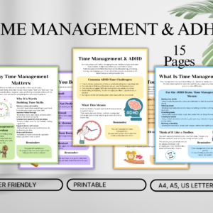 Time Management & ADHD Printable Guide – 15 Page Toolkit for Focus & Planning