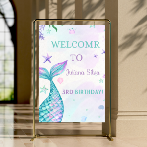 Editable Mermaid Birthday Welcome Sign | Under the Sea Party Decor