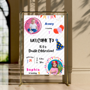 Editable Sibling Birthday Welcome Sign – Double Birthday Party Poster