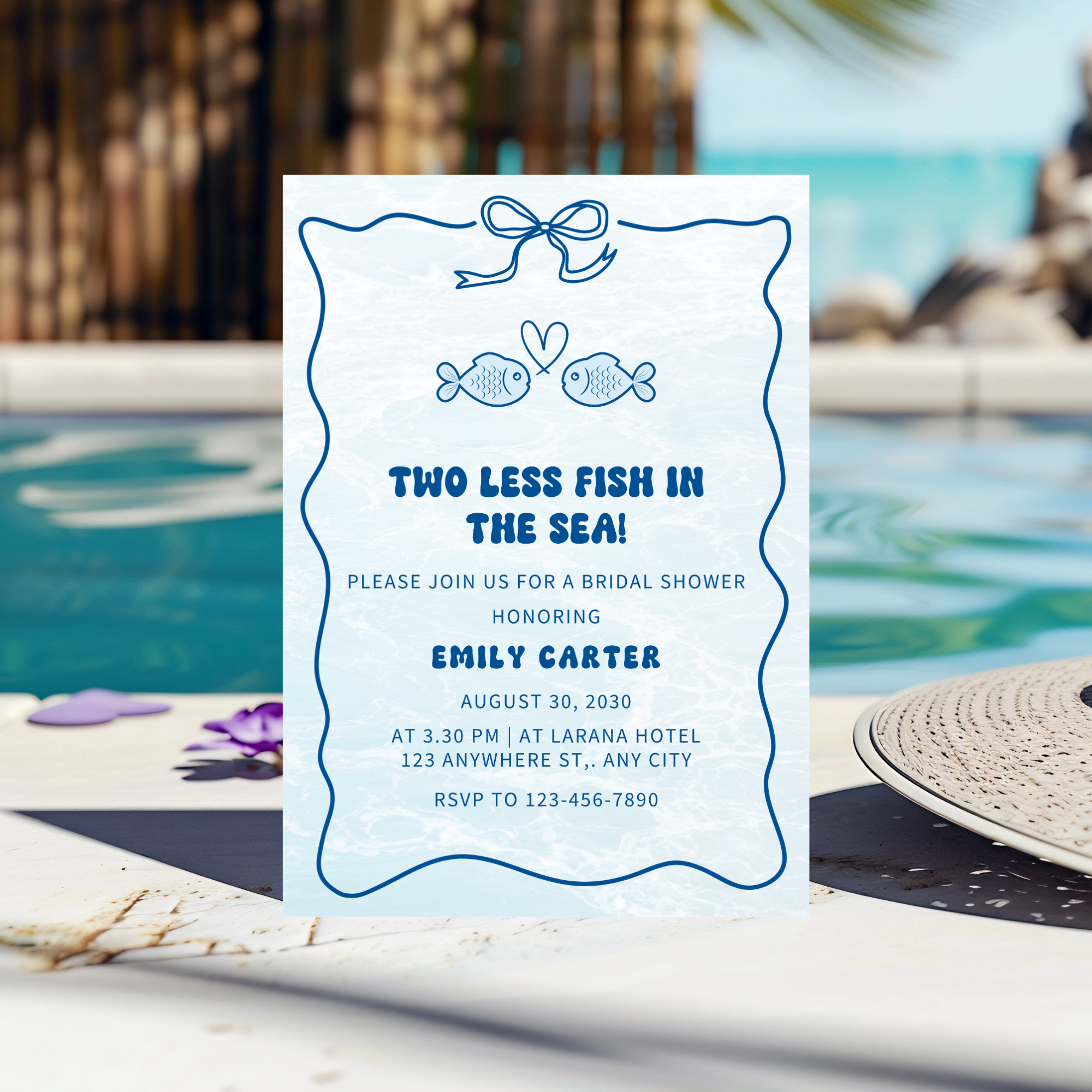 Two Less Fish in the Sea Bridal Shower Invitation | Editable Canva Fishing Theme - Image 3