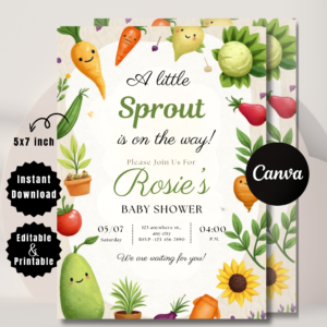 A Little Sprout Baby Shower Invitation – Gender Neutral Editable Template