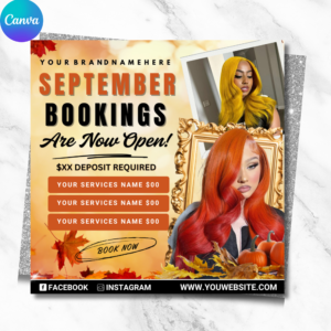 Editable September Booking Flyer | Fall Season Beauty Flyer