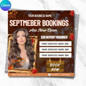 September Booking Flyer | Editable Fall Season Canva Template