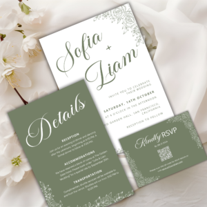 Sage Green Wedding Invitation Set | Minimalist Editable Canva Bundle