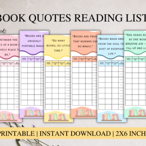 Printable Book Quotes Reading List Bookmarks | Digital Book Tracker